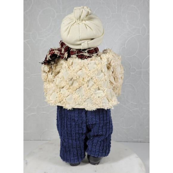 VINTAGE Holiday Snowman 16" White Hand Painted Porcelain Winter Standing Doll - Picture 10 of 14